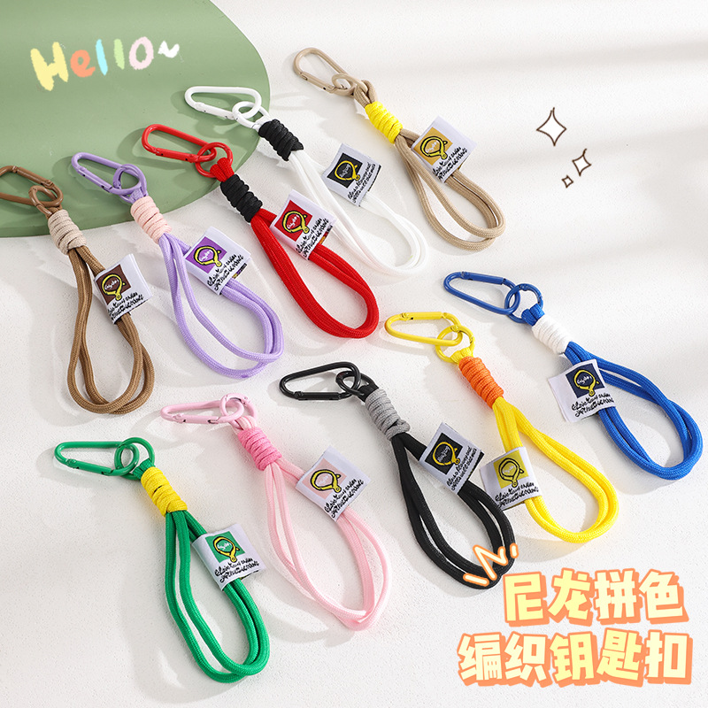 钥匙扣登山扣公仔挂件手机挂件手机链毛绒玩具编织打结尼龙挂绳