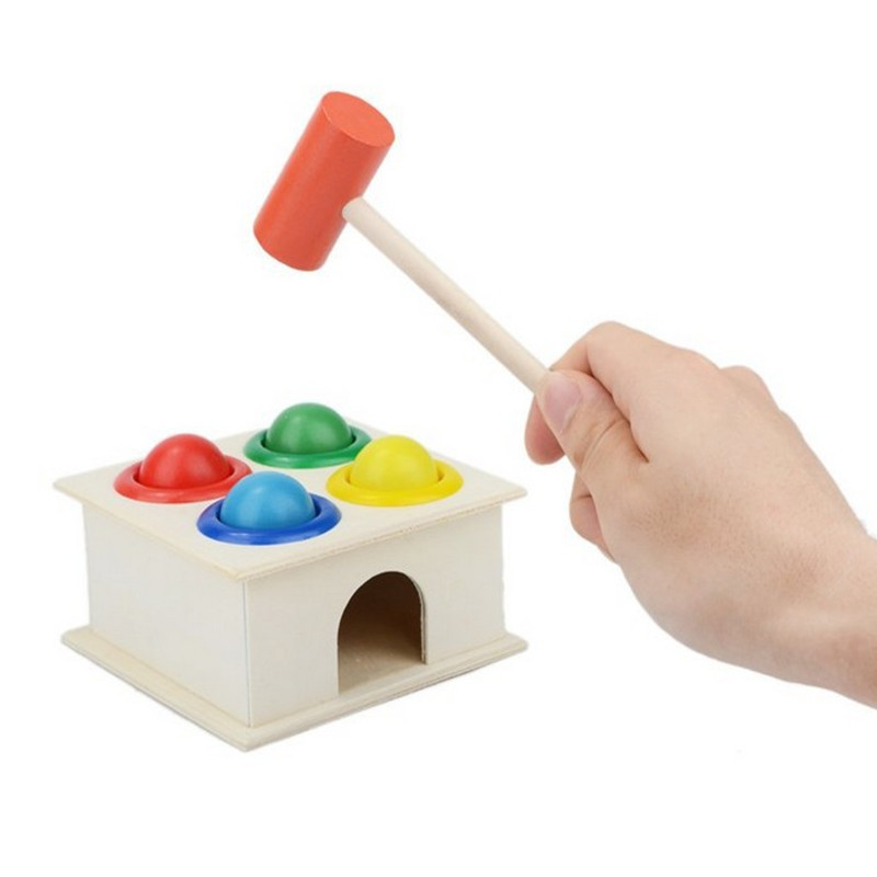 小锤盒敲球台敲打敲球玩具婴幼儿敲击锻炼动手能力颜色辩知玩具白底实物图