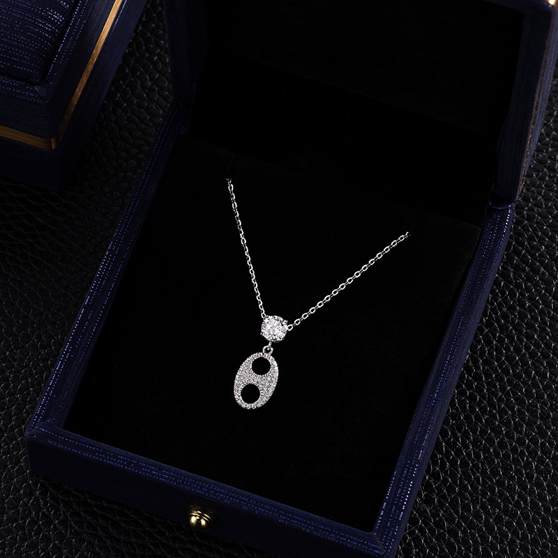 银饰/项链/金色链子/珍珠/梵克雅宝单花项链白底实物图