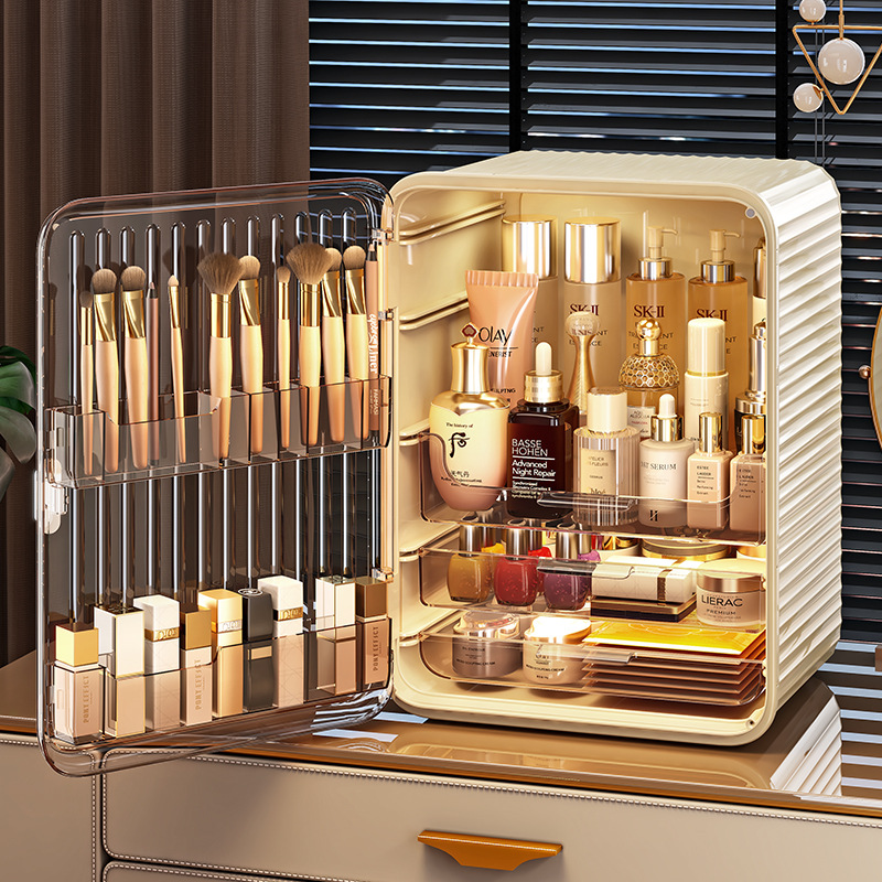 Simple cosmetic storage box, desktop lipstick box storage rack, dressing table, dust-proof large-capacity skin care product storage cabinet details Picture