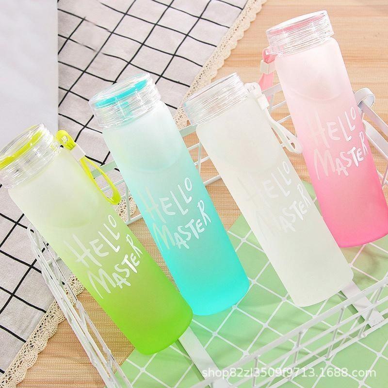 Macaron gradient seven-color glass cups, frosted couple glass water cups, heat-resistant glass advertising gifts, casual cups Specification image