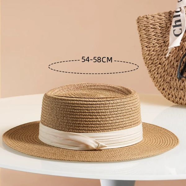 2025 New French flat-topped straw hat women's headwear Beach top hat woven sun protection hat for summer Application Scenario