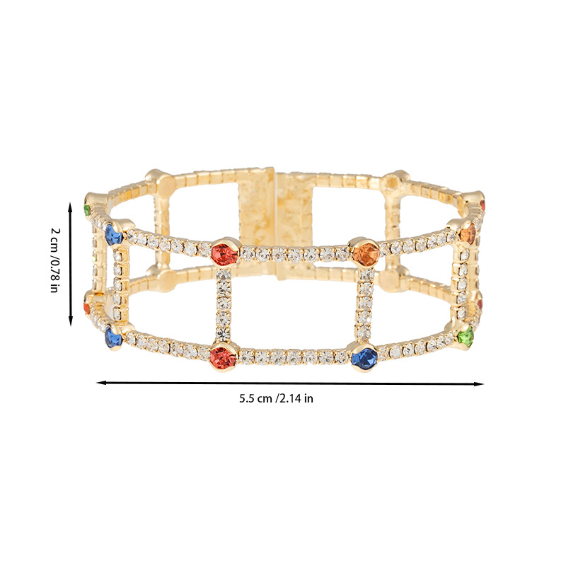 The new mixed-color bracelet features a double-layer water diamond design from Europe and America, with an elastic opening. It is a trendy Korean-style women's jewelry that exudes a unique and elegant charm Specification image