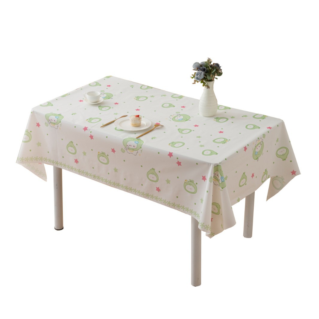 Wholesale of waterproof, oil-proof, and no-wash peva cream-style rectangular tablecloths for home and student dormitories Item Picture