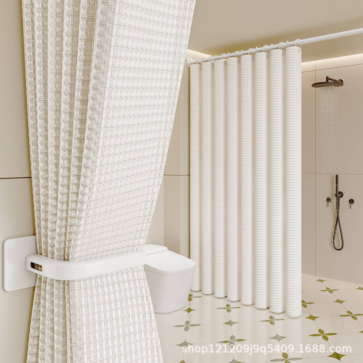 浴室双面防水保暖浴帘卫生间淋浴隔断帘厕所干湿分离遮挡帘免打孔