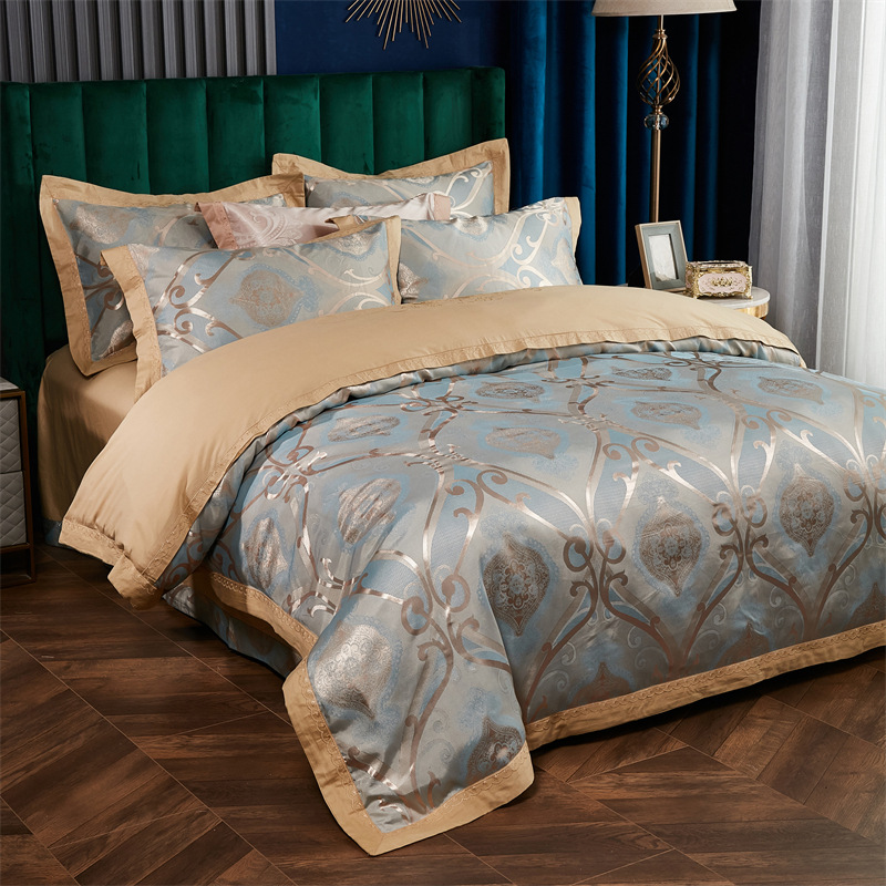 60-piece all-cotton four-piece set, European-style wedding pure cotton bed sheet, 1.8m duvet cover, brocade embroidery jacquard tencel Specification drawing