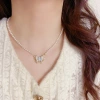 Blue crystal butterfly pearl necklace, cold and elegant collarbone chain, light luxury, niche and high-end style, versatile earrings details Picture