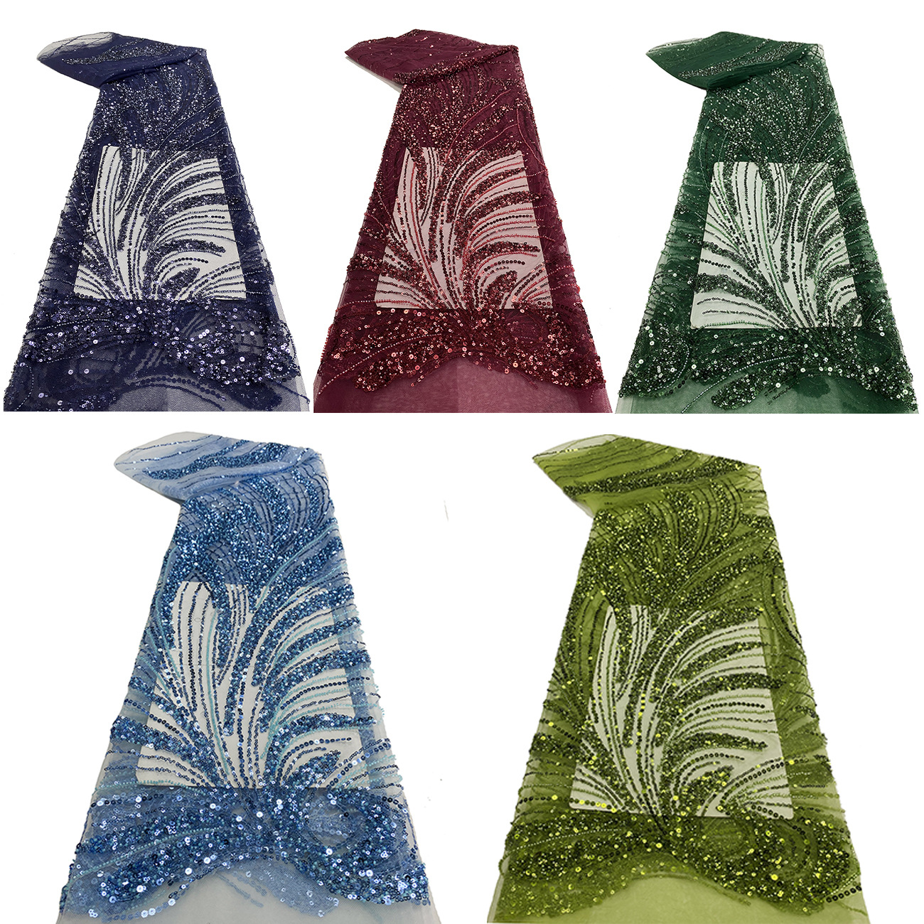 工厂现货珠管珠子亮片网布蕾丝绣花婚纱礼服面料EMBROIDERYLACE