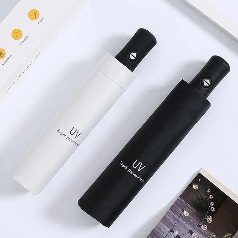 Three-fold UV umbrella, all-weather and all-weather sunshade, factory wholesale black rubber folding sun umbrella, sun protection and UV protection