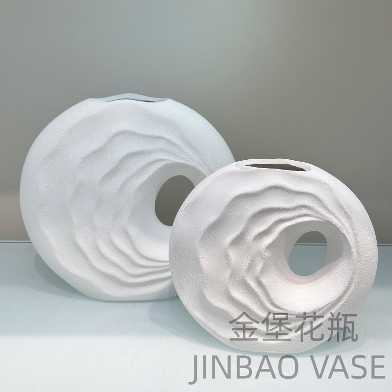 创意白色陶瓷花瓶色釉简约现代家居装饰仿真插花器干花瓶工艺品