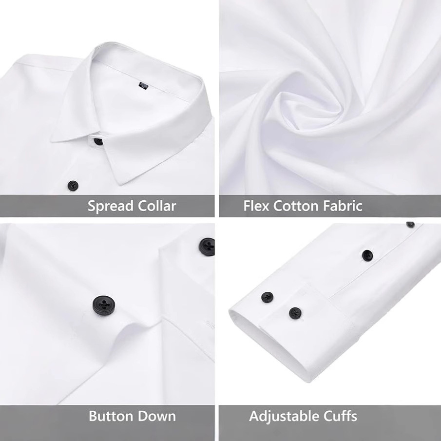 Cross-border best-selling four-sided stretch shirt for men, long-sleeved solid color men's shirt, no-iron formal wear, Amazon bestseller shirt Specification drawing