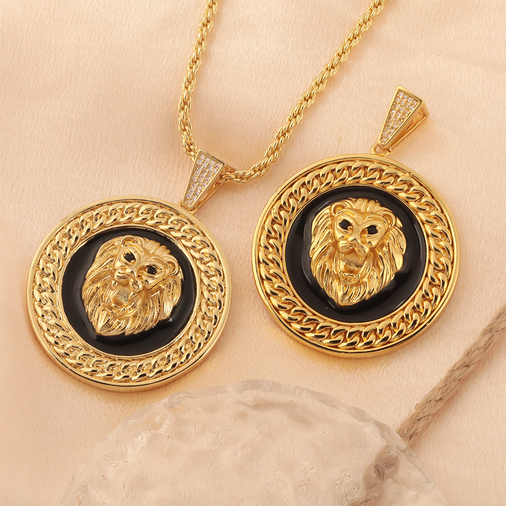 Cross-border best-selling exaggerated and fashionable animal design sense pendant oil drip niche lion design wholesale supply