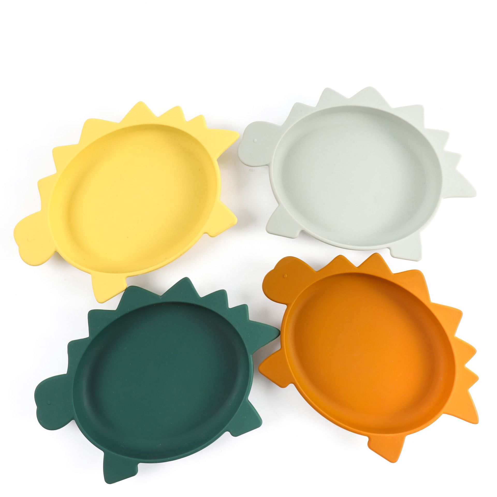 "Baby and Mother Products" Baby Feeding Silicone Tableware Set Dinosaur Bowl, Plate and Spoon Set Baby Complementary Food details Picture