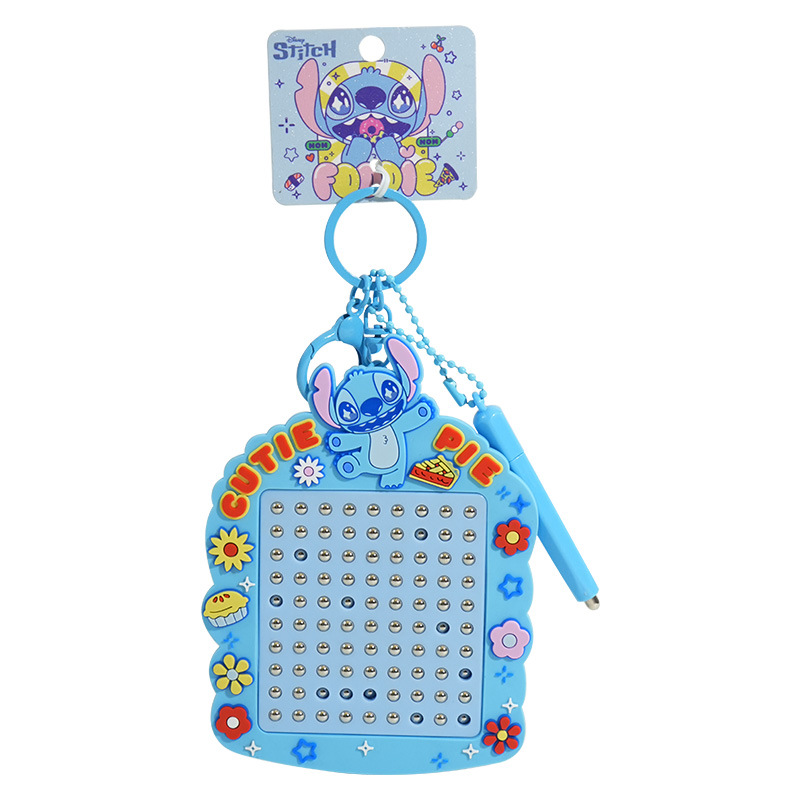 Genuino stitch deprensado llavero adorable arco cuentas de acero drawing board colgante divertido juguetes para niños bolsa colgante decoración Item Picture