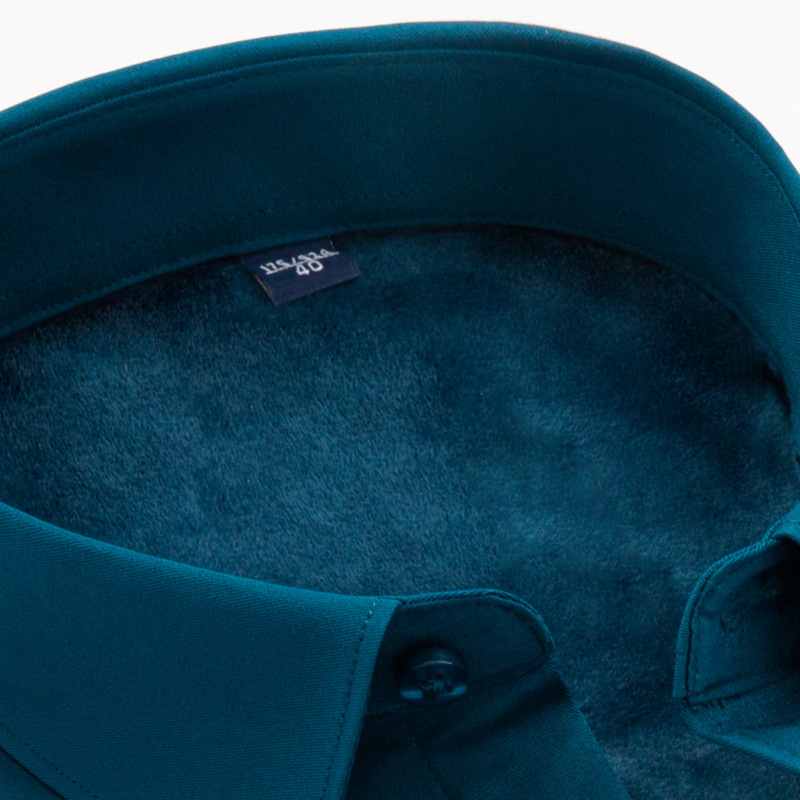 秋冬款竹纤维长袖衬衣休闲商务弹力修身中老年加厚加绒保暖衬衫男产品图