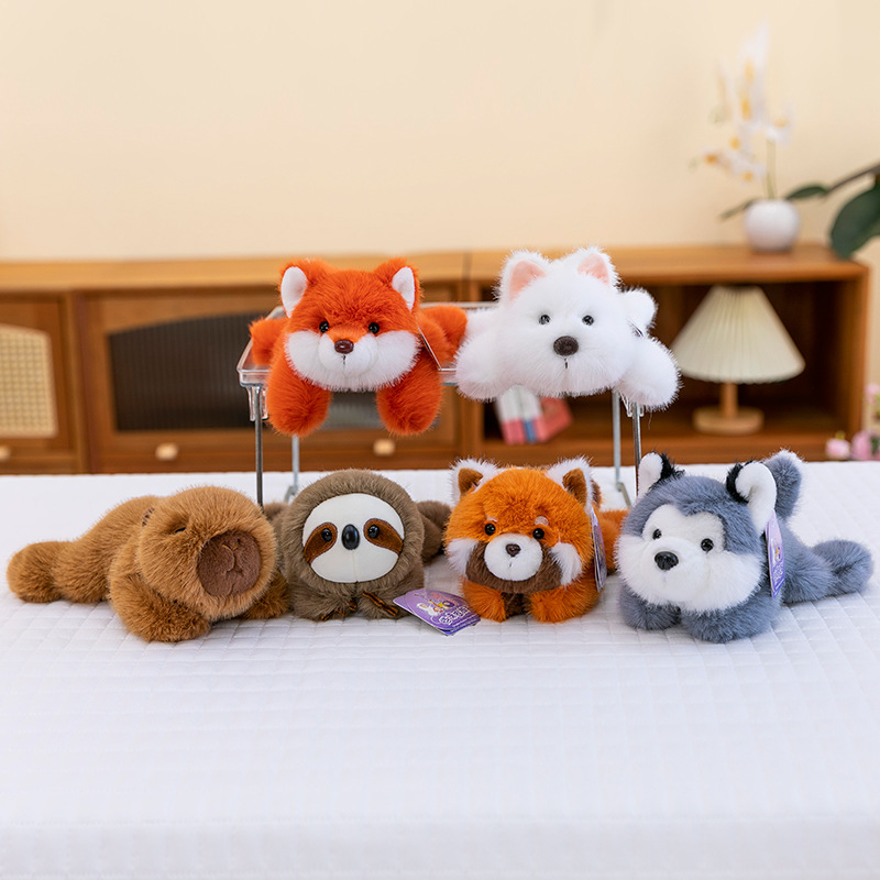 Cartoon capybara plush toy, West Highland dog, home panda figurine, car fox decoration, office sloth