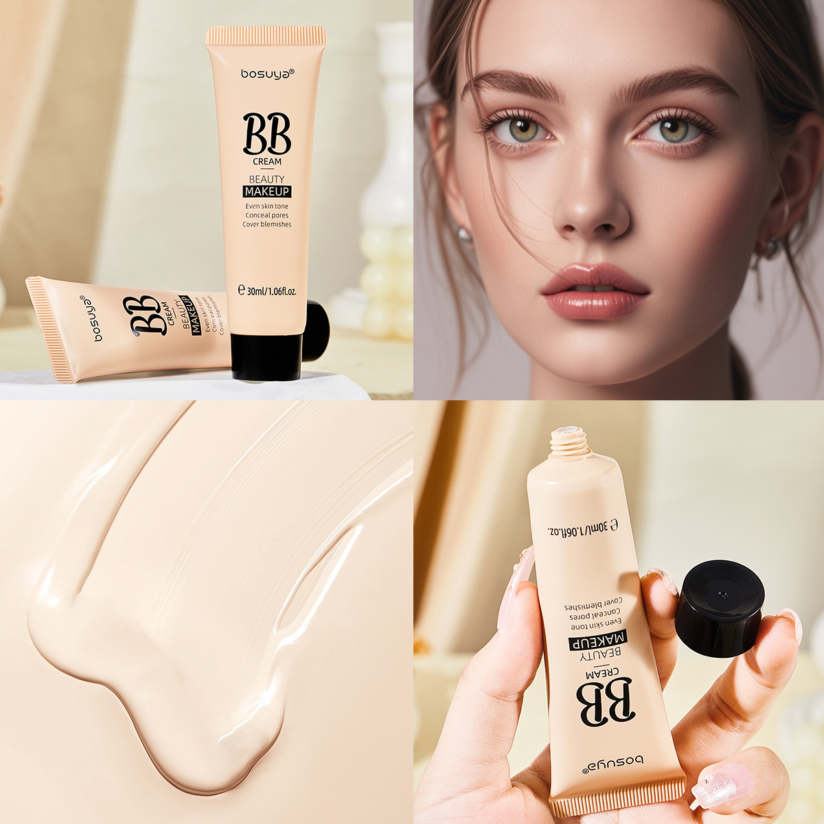 【 Cross-border Exclusive 】Bosuya Long-lasting Moisturizing Concealer Foundation, Pore-Invisible and Non-Smudging bb Cream Wholesale Application Scenario