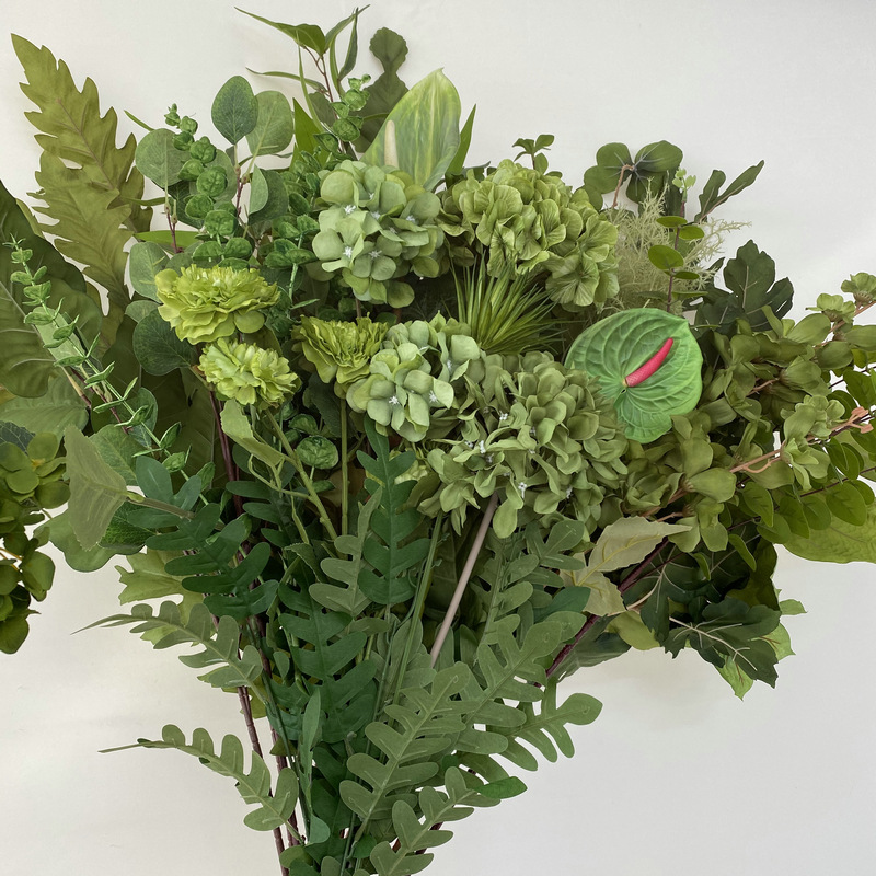 Green series artificial flower forest series wedding flower materials, wedding background flower arrangement, photography shooting props, artificial flower wholesale Specification image
