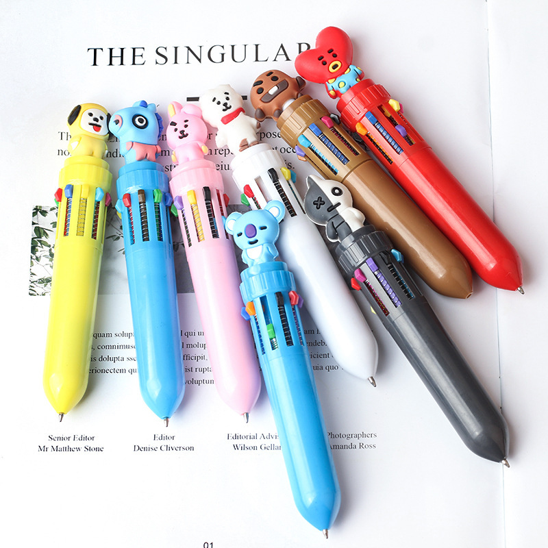 Multi-color cartoon-shaped pens, children's colored drawing pens, learning and writing pens, creative stationery gift box set full figure