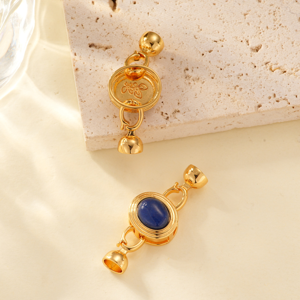 Agate-inlaid connection clasp, 18k copper gold-plated color-preserving high-end bracelet and necklace clasp DIY accessory Specification image