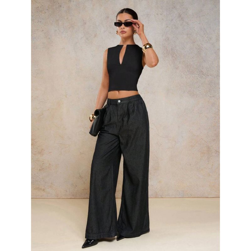 2025 Foreign Trade Consignment Tank Tops Camis Simple Commuting solid color slant-neck slimming halter top Application Scenario