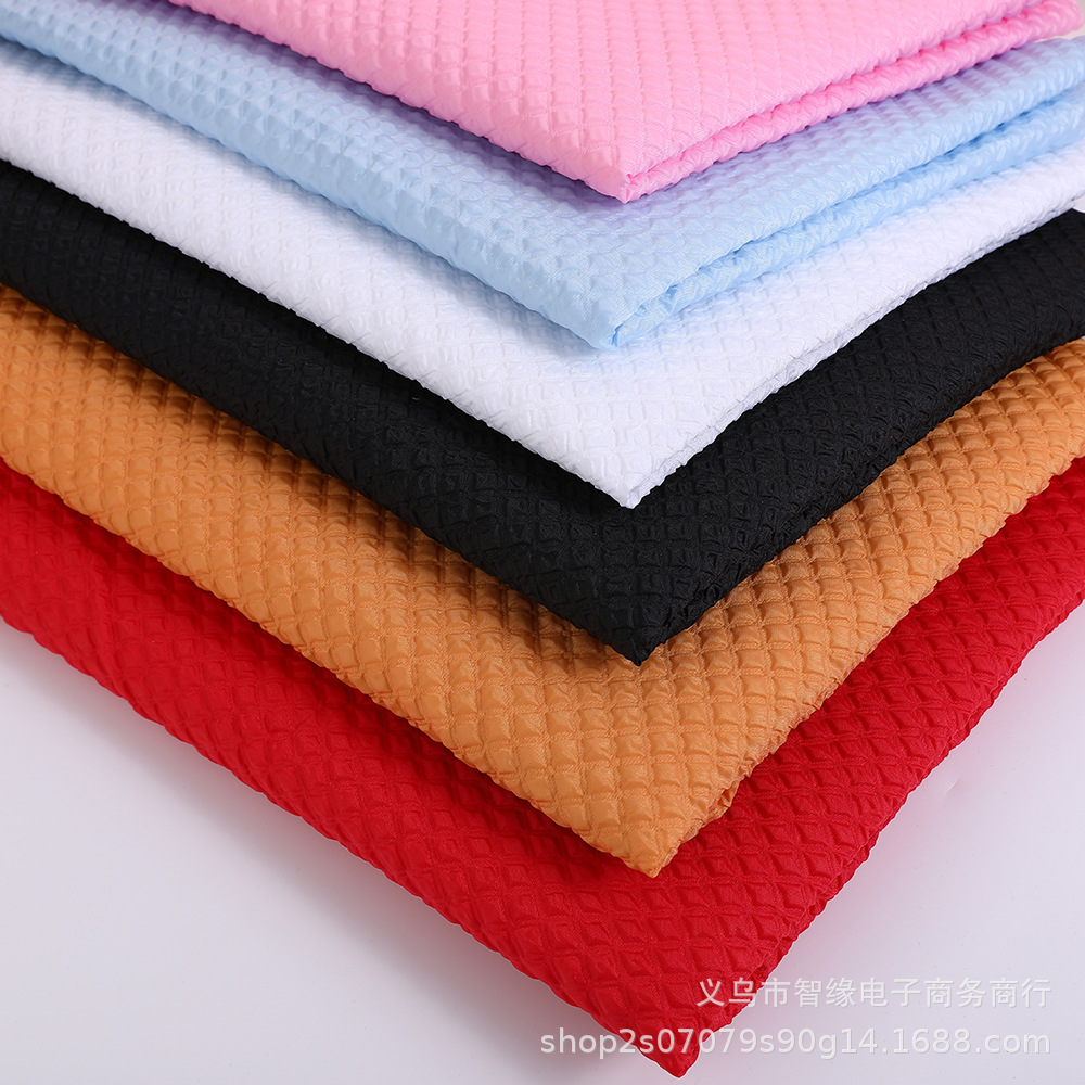 Three-dimensional square embossed bubble fabric, flower packaging materials, luggage, sleeves, headwear, accessories, double-layer bubble wrinkled fabric, composite fabric Item Picture