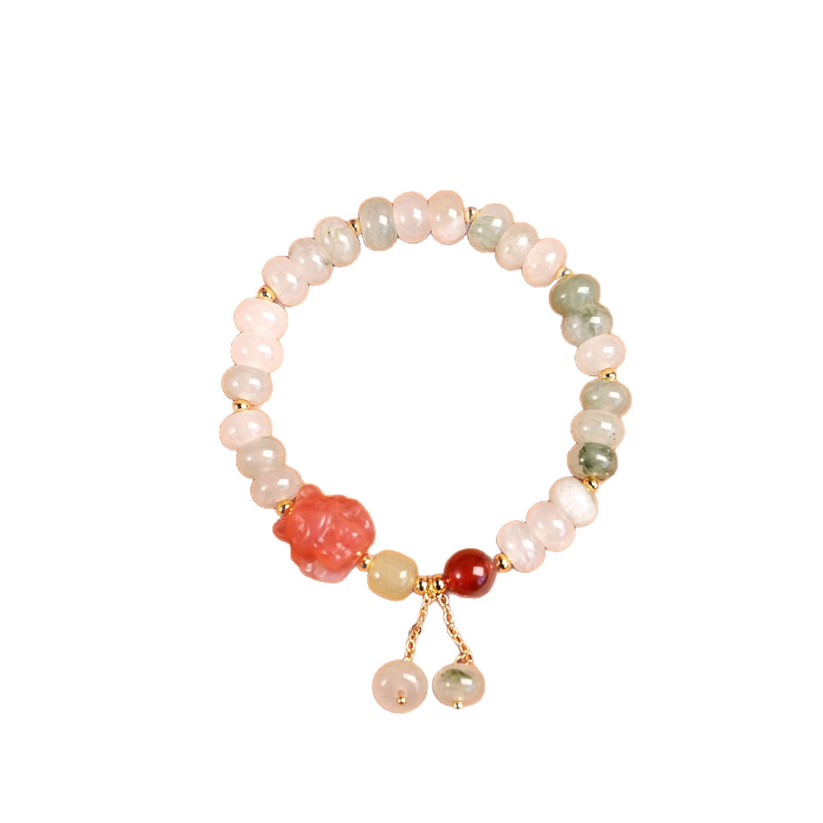 New Chinese-style Tianshan jade beaded crystal bracelet, retro light luxury original design, unisex bracelet accessory Item Picture