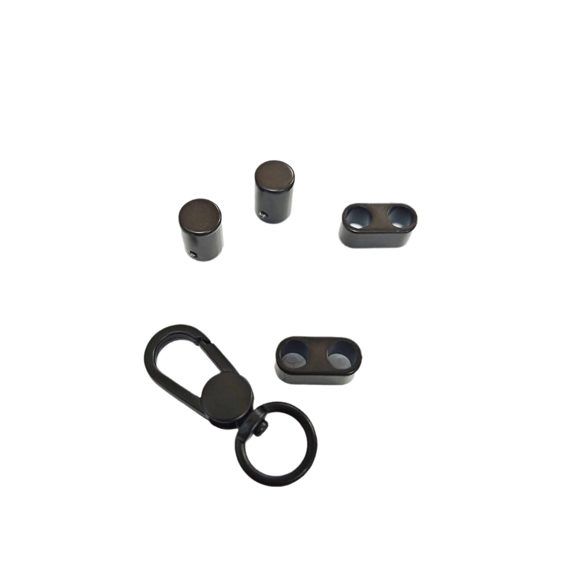 6mm mobile phone lanyard webbing hardware accessories, flat-head pendant clock with screws, double-hole adjustment, electrophoretic black 3-inch dog buckle Item Picture