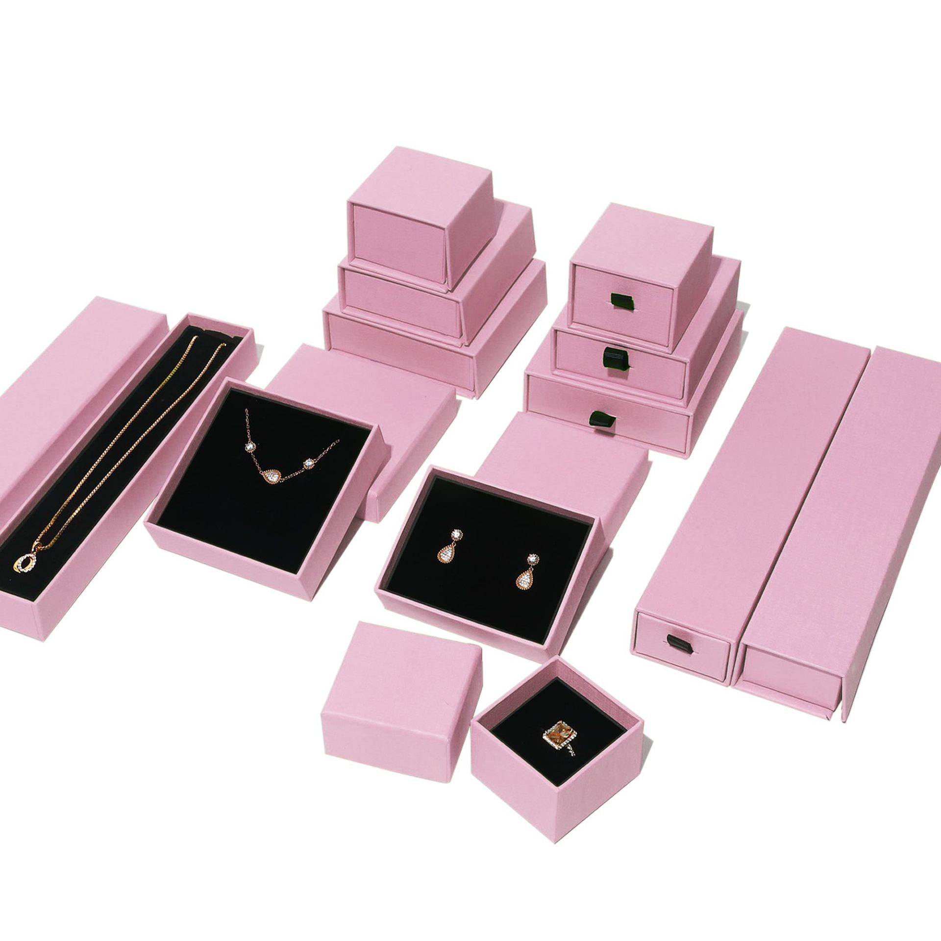 Pink cross-border jewelry magnet flip cover box, ring top and bottom cover box, accessory packaging drawer box, necklace gift box Item Picture