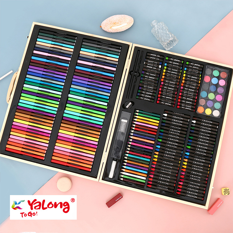 258-piece wooden box painting set, a children's painting office and school art set details Picture