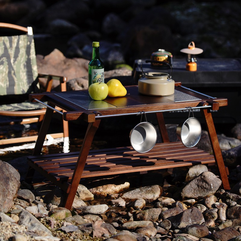 YEZHULIN实木组合战术桌户外便捷IGT桌延伸野炊野餐桌木质战术桌