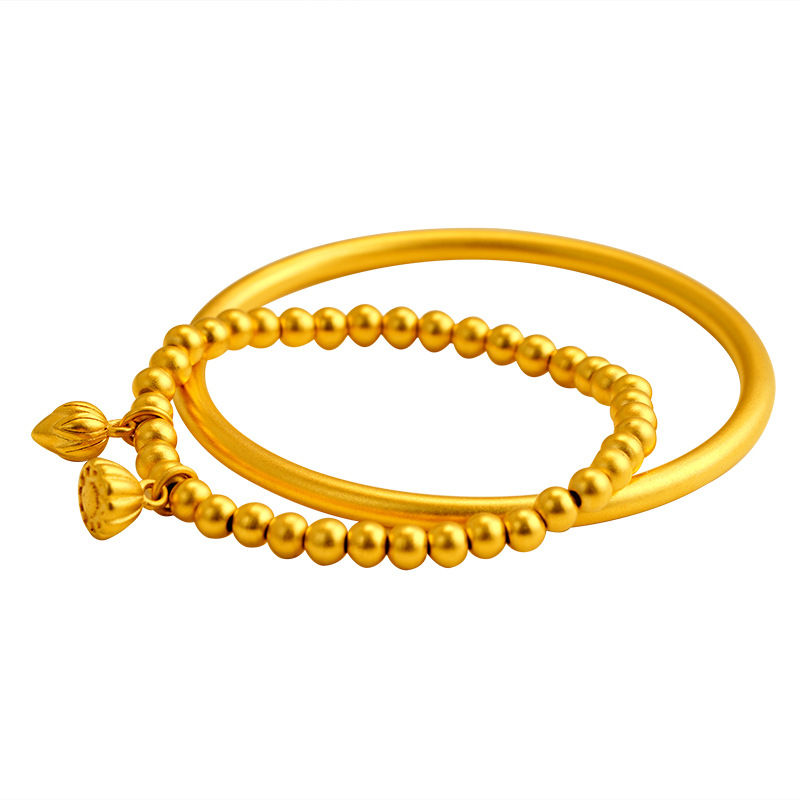 Vietnamese imitation sand gold bracelet, inheriting the ancient method of two generations of happiness bracelet, female four-leaf clover imitation gold bracelet simulation Item Picture