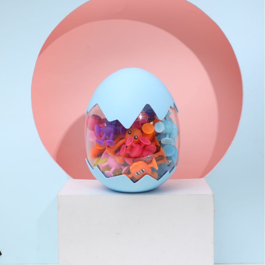 热销新款卡通吸盘动物公仔玩具吸吸粘粘乐洗澡坐车过家家玩具白底实物图