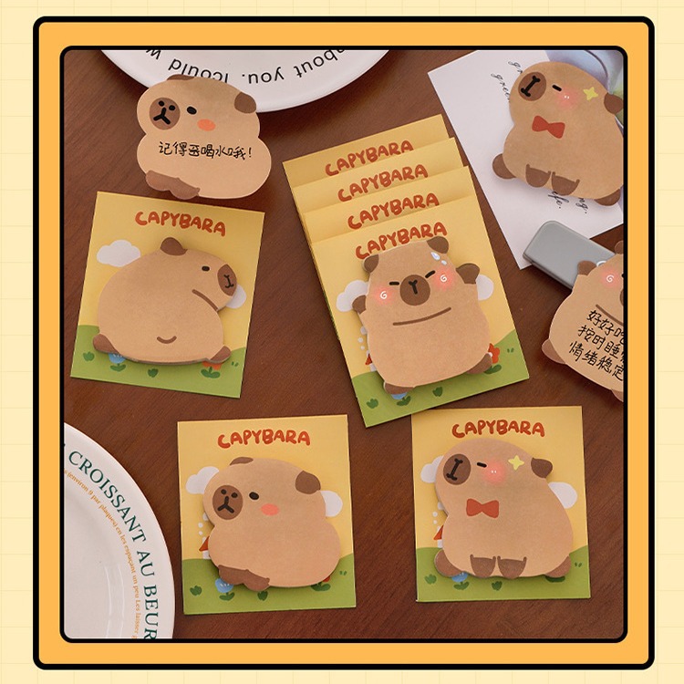 Cartoon cute Capibara irregular-shaped sticky notes, student ins self-adhesive notes, this book, comments, notes, N times Application Scenario