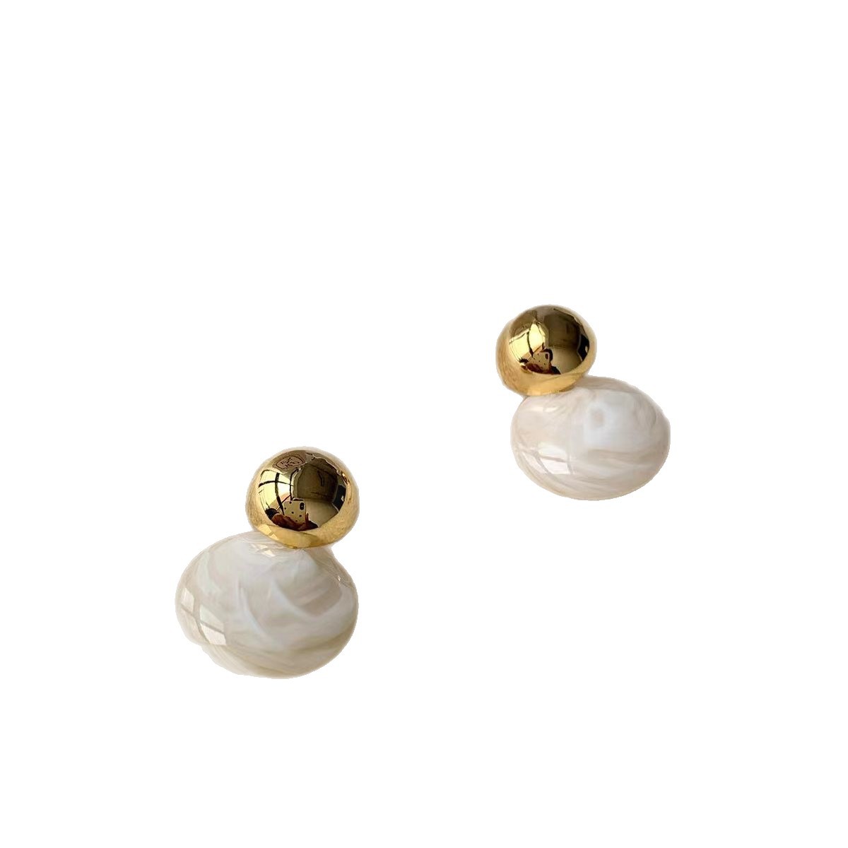 复古美拉德简约滴釉耳环女轻奢小众设计感耳钉秋冬潮气质通勤耳饰白底实物图