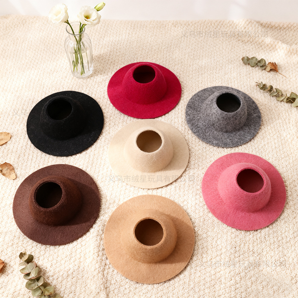 labub Autumn Open top Hat 17cm Fabric open top hat, fashionable French top hat, new felt flat brim hat Specification drawing