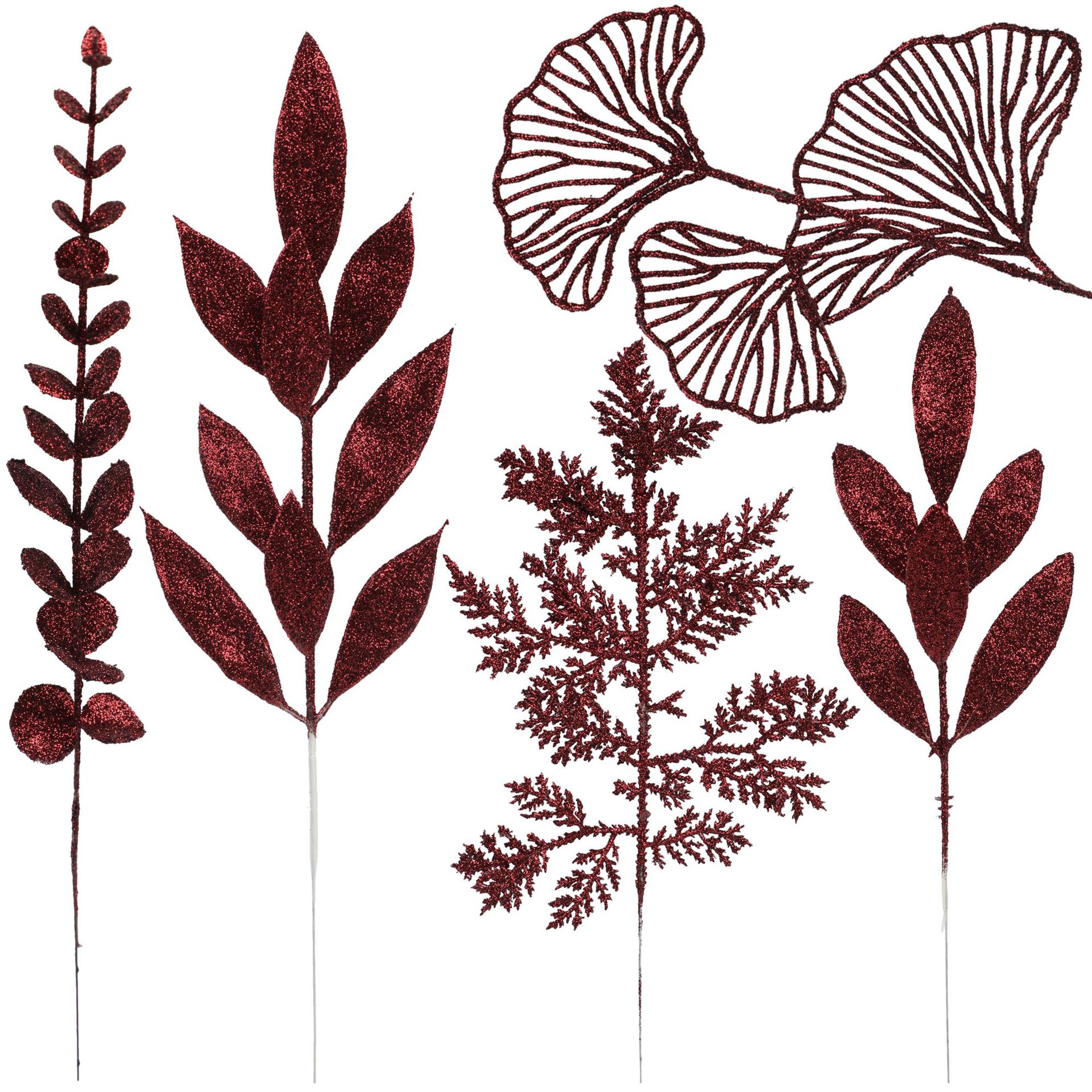 跨境仿真绿植圣诞金粉叶片尤加利金葱闪粉圣诞节家居饰品装饰批发白底实物图