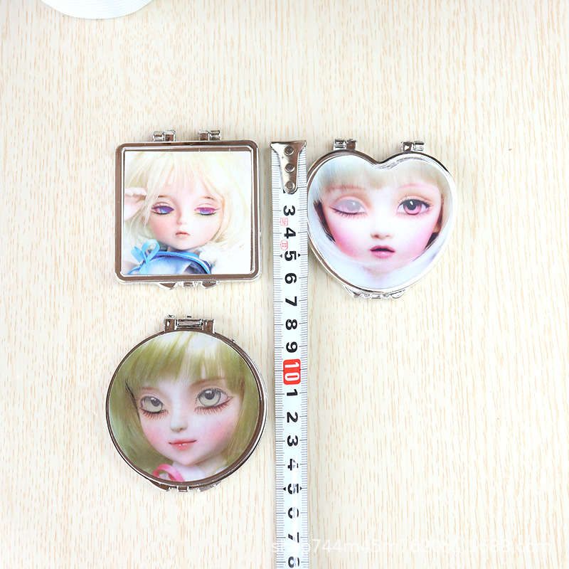 Cartoon portable small mirror, cute mini folding form-fitting small mirror, makeup small mirror, mini beauty mirror, double-sided mirror Item Picture