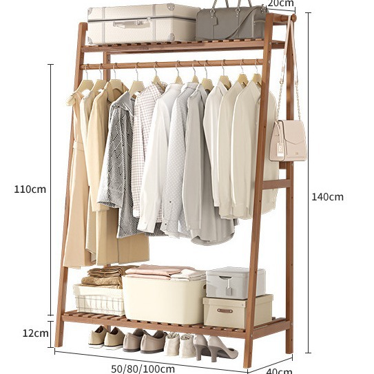 Hanging clothes rack, floor-standing clothes rack, simple coat rack for bedroom, household clothes drying rack for room, multi-functional clothes storage rack