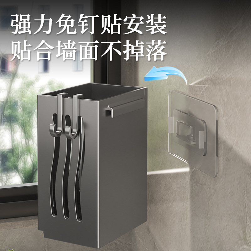 Household wall-mounted multi-functional chopstick holder, kitchen non-drilling chopstick holder, tableware storage, draining spoon shelf Specification image