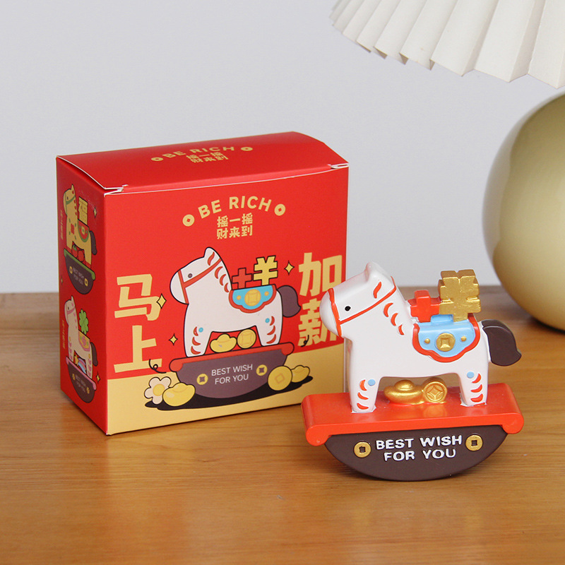 The national trend is about to get a raise, the rocking horse figurine is about to make money, the horse Year mascot handicraft, the annual meeting gift, and the logo is set