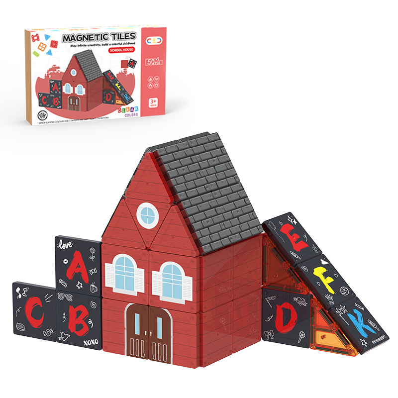北欧小屋场景玩具彩窗磁力片 强磁abs印刷全彩儿童磁性积木玩具