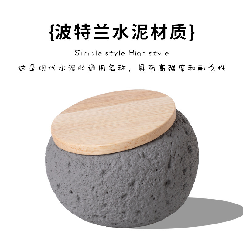 Pet funeral supplies: Six-color round urn with wooden lid and granular texture for pet ashes storage box Specification image