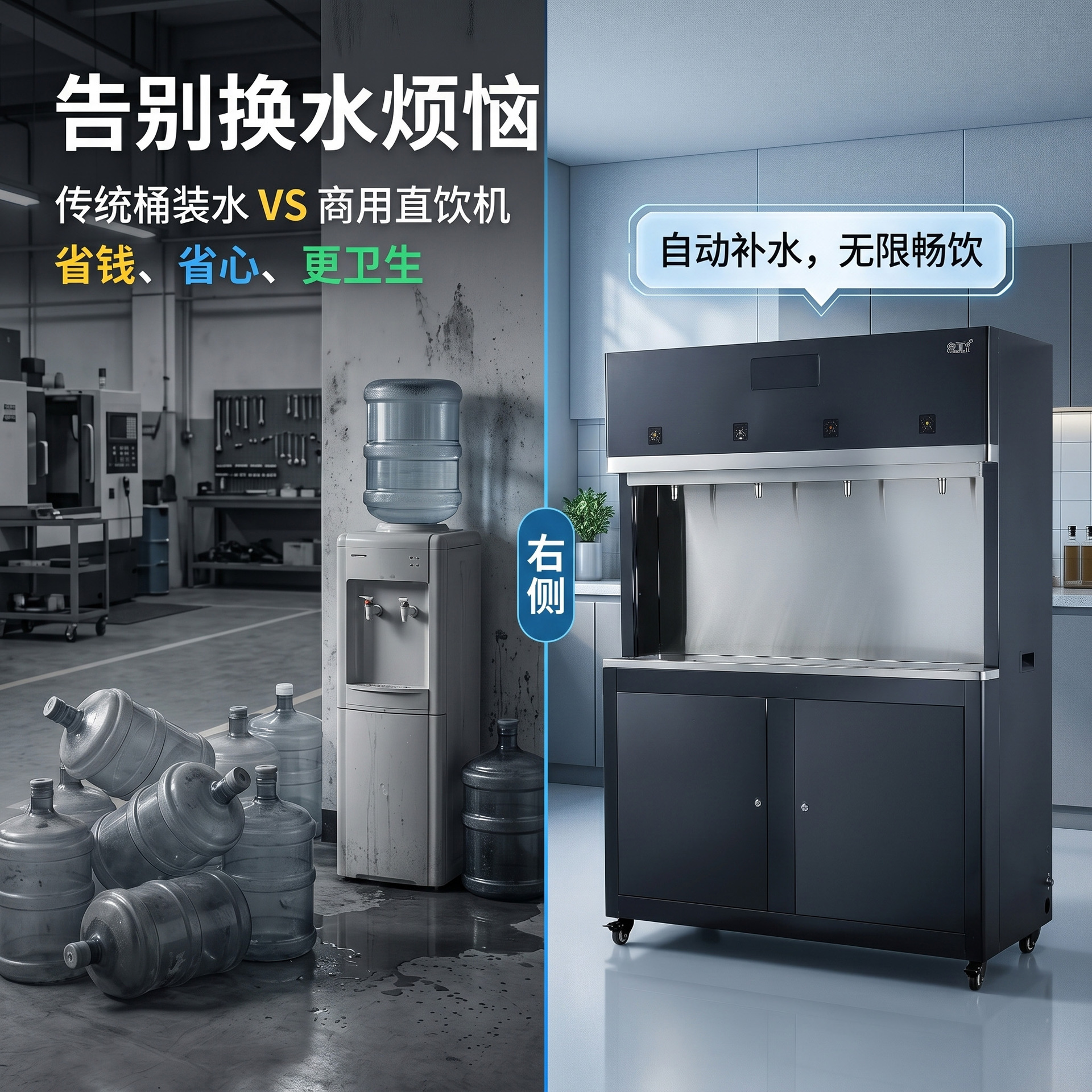 Commercial RO reverse osmosis direct drinking water machine, factory direct supply, school, enterprise workshop cold and hot vertical intelligent water boiler Application Scenario