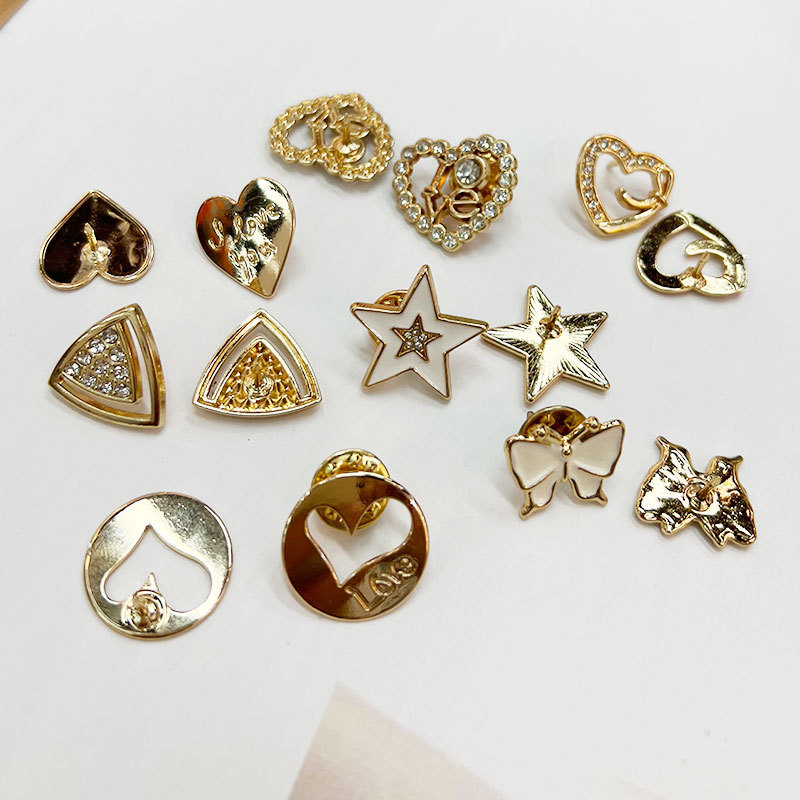 日韩风服装配件ins风爱心镶钻胸针创意小众包包装饰徽章别针批发