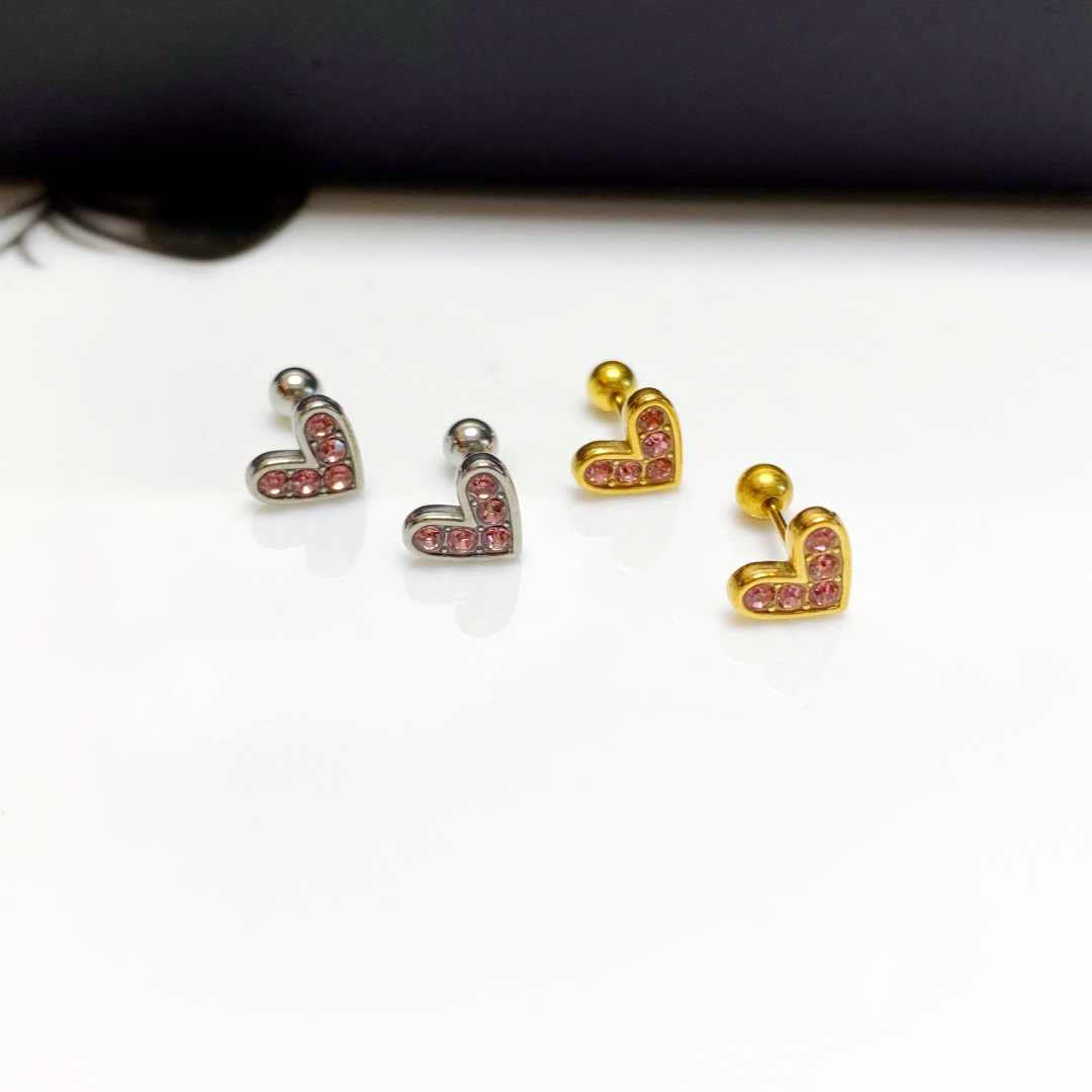 "Love Series" Women's titanium steel 18K real gold, niche simple and versatile, cool and nourishing ear piercings, trendy style details Picture