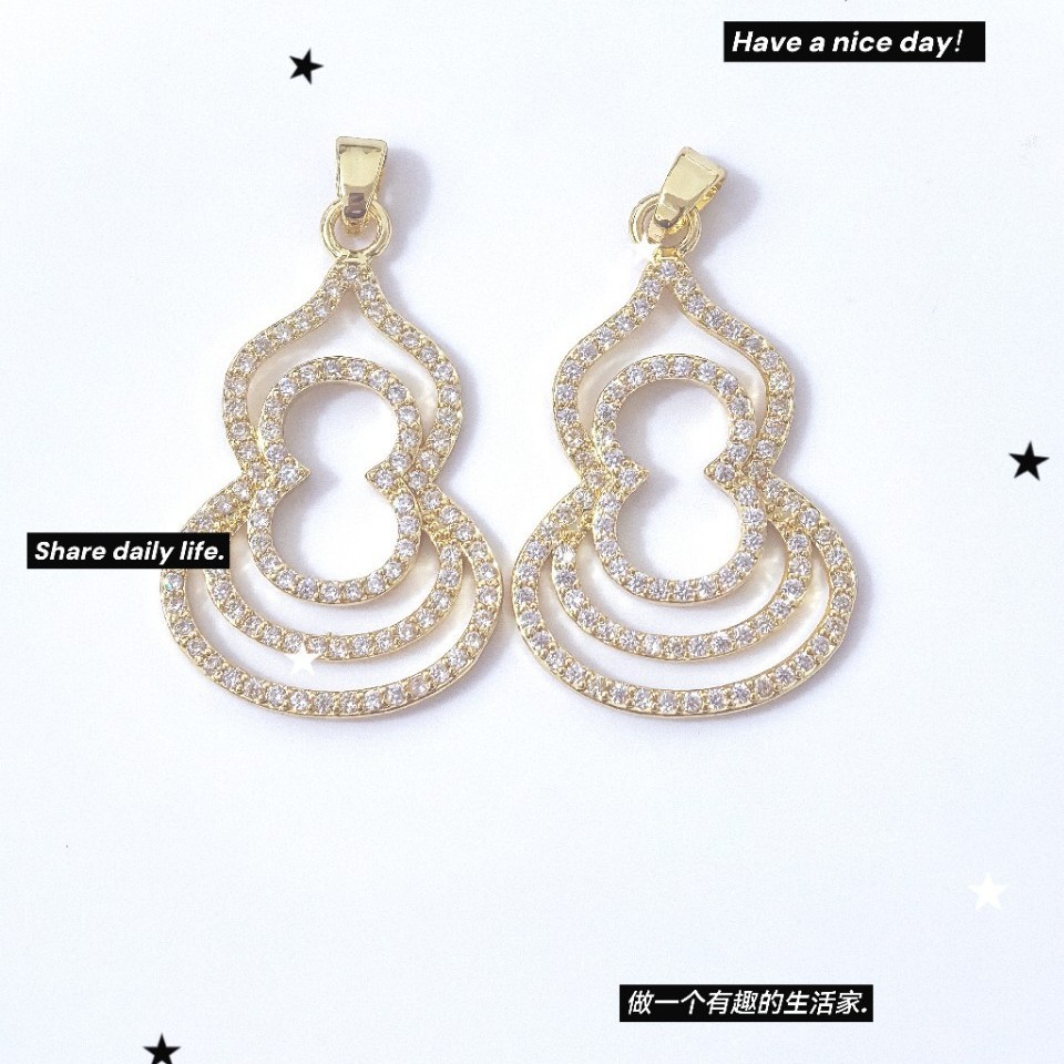 In 2025, the new heavy industry full-diamond gourd earrings and pendants are high-end and light luxury earrings with an exquisite 18k gold texture Application Scenario
