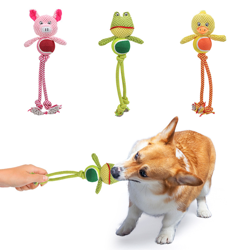Cross-border new product: Ugly and cute plush, biting, sound-making, tpr cotton rope, teeth grinding, teeth cleaning, durable, self-entertaining interactive dog toy