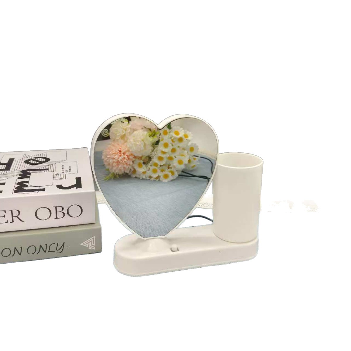 LED相框灯发光相框创意笔筒ins风桌面美学会发光的桌面笔筒多功能白底实物图