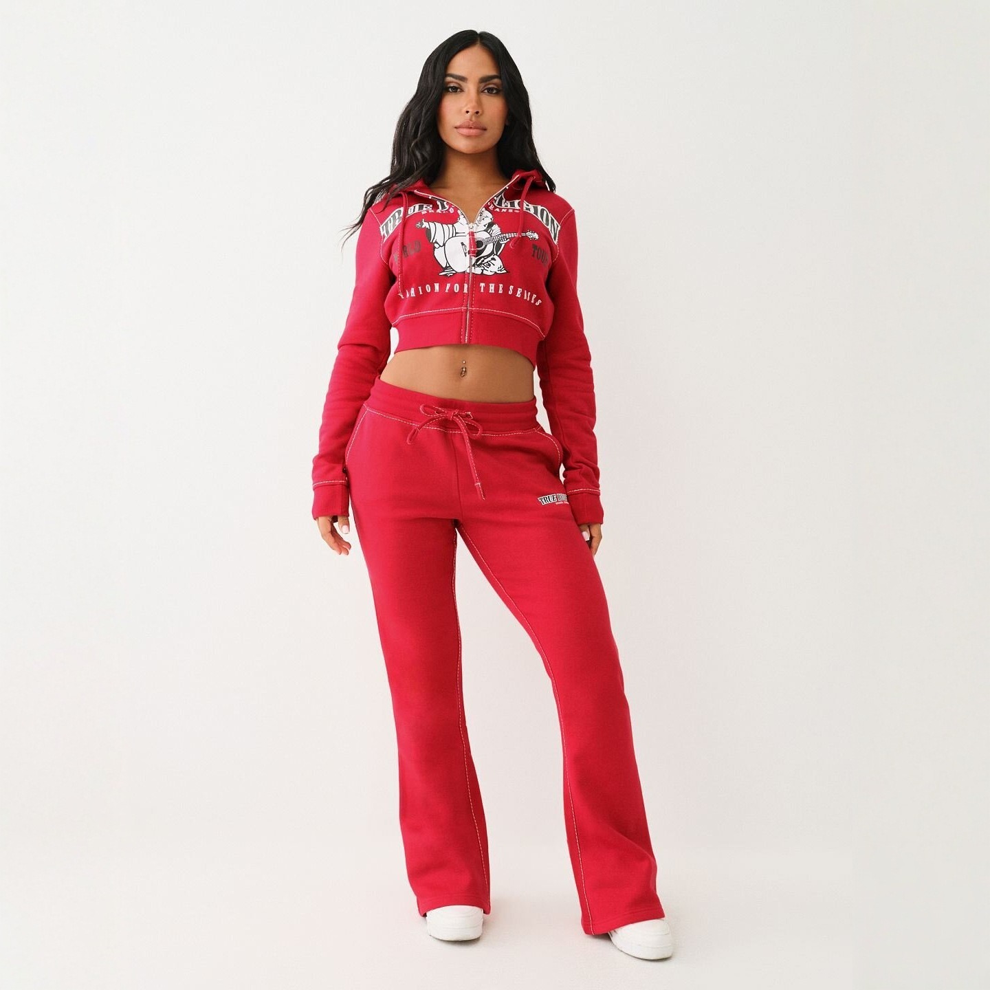 European and American style hooded print casual sportswear set for women 2025 new long-sleeved sweatshirt and pants two-piece set Specification drawing